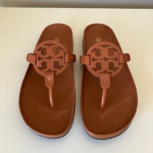 New Tory Burch Miller Cloud Sandals, 8.5, Bourbon Miele